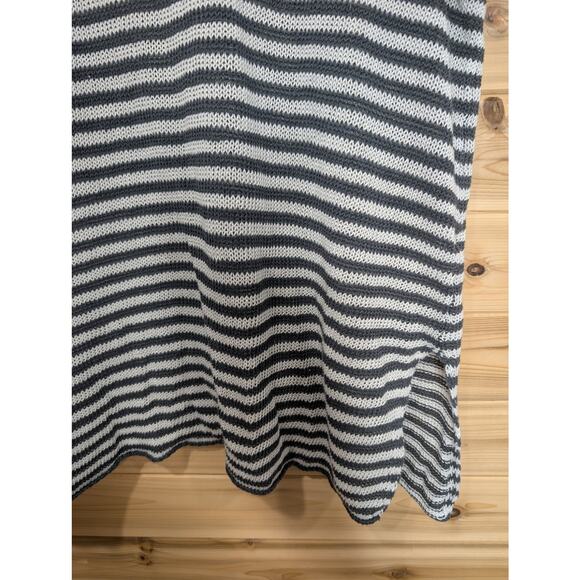 Eileen Fisher Sweater Womens Large Gray Striped Organic Linen Short Sleeve - Picture 3 of 9